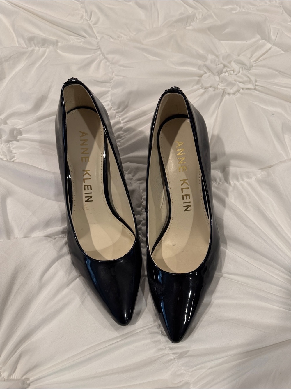Anne Klein Black Patent Pointed Toe Pumps